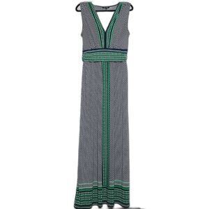 Max Edition Womens Maxi Dress Size Large‎ Blue Green Geometric Print Sleeveless